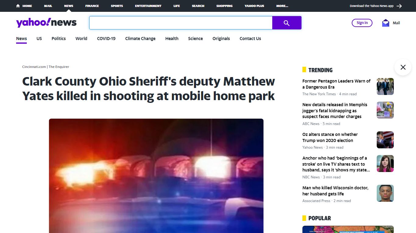 Clark County Ohio Sheriff's deputy Matthew Yates killed in shooting at ...